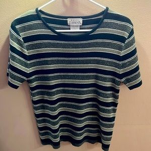 Basic Editions Green Stripe Top
